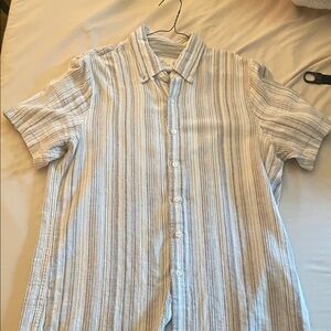 Abercrombie & Fitch Light Blue and White Striped Shirt